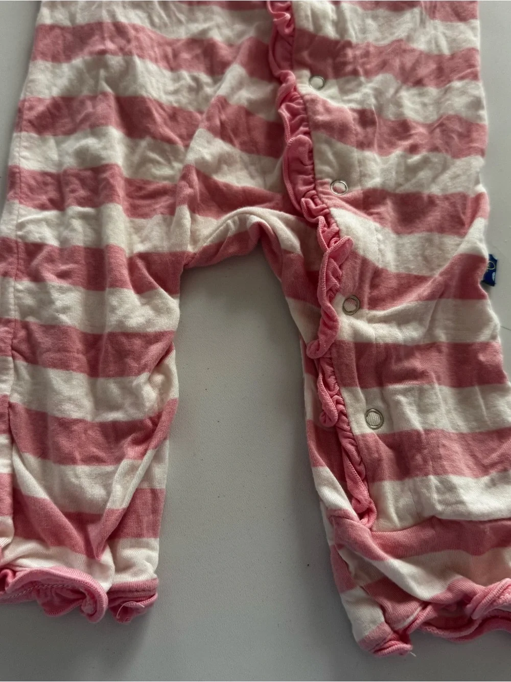 Kickee pants footless sleeper girls 3-6 months striped‎ pink white